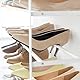 Yamazaki 1465 Tower 5-stöckiges Schuhregal mit Holzablage und Rollen, weiß, Stahl/Holz/Nylon, minimalistisch, 26 x 90,5 x 87 cm