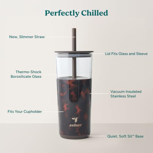 Image of REDUCE Aspen - 20oz Vacuum Insulated Glass Tumbler - Extra Wide Straw & Lid