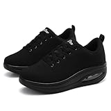 RUIDENG Walking Shoes for Women Air Cushion Nurse Slip Resistant Work Running Sneakers Platform Sneakers Comfortable Rocker Thick-Soled Weight Light