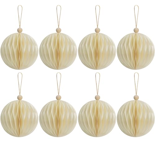 KI Store 8 aus Weiss Papier christbaumkugeln zum Aufhängen Weihnachtskugeln Weiß 8cm Papierkugeln Kinder Erwachsene deko Babyparty