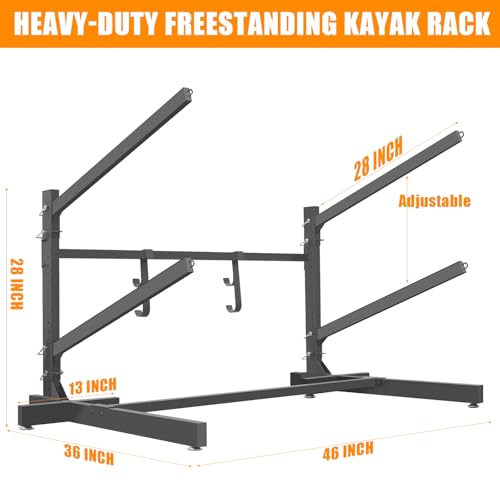 GLIMOVA Cross Base Double Layer Kayak Storage Rack | Heavy Duty Kayak Racks for Garage and Outdoor Storage | Quick Installation Storage Rack for Kayak, Canoe, Surfboard & Paddleboard
