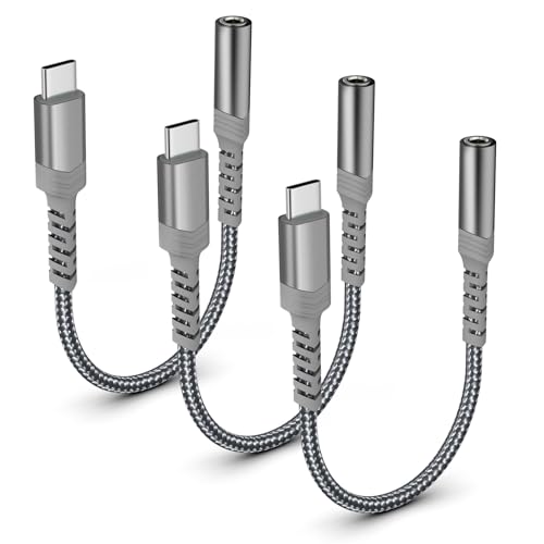 USB-C to 3.5mm Female Headphone Jack Adapter, USB Type C to AUX Audio Dongle Cable Cord Compatible with Samsung Galaxy S21 S20 Ultra S20+ Note 20 S10,iPad Pro,Pixel 4 3 2 XL and More (Grey)