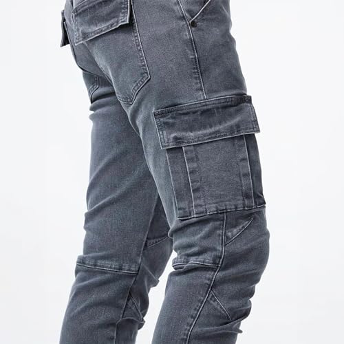MLGBNM Urbanelite Cargo Jeans,Men's Casual Slim Fit Stretch Denim Cargo Pants Hip Hop Denim Work Pants with Cargo Pockets,Men's Hip Hop Denim Tapered Sweatpants - Image 5