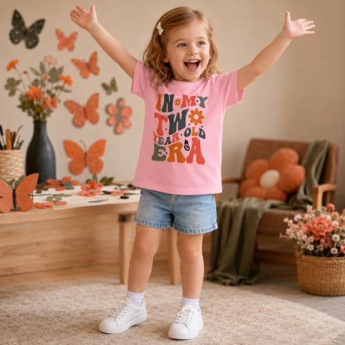 Image of Toddler Girls 2nd Birthday Shirt Outfit for Girls Cute Two Years Old Birthday Gift