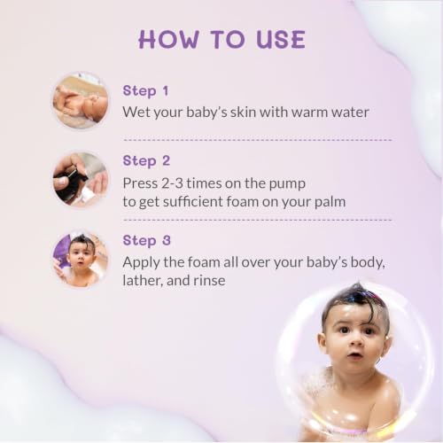 Image of AreoVeda Baby Head-To-Toe Foam Wash With Self-Foaming Pump (100ml*2) I Tear-Free Baby Wash I 24 Hrs Hydration I pH 5.5 With PENTAVITIN & Aloe Vera I Safe from Day 1 I Lab Tested, Ecocert Certified, EWG Verified