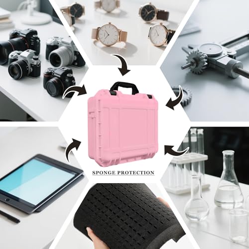 Image of Relaxweex 16.3 x 12.4 x 6.5 Inch Hard Case, Grid Shell, Pink