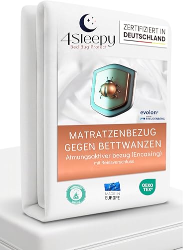 Funda de colchón contra chinches de 160 x 200 x (25 – 28), certificado Öko-Tex, funda de colchón antichinches sin productos químicos [totalmente certificado en Alemania]