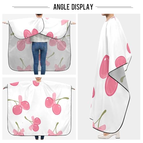 Capa profesional impermeable para cortar cabello Cute Cherries con lazos, con cierre ajustable de broche para peluquería y estilismo miniatura 5