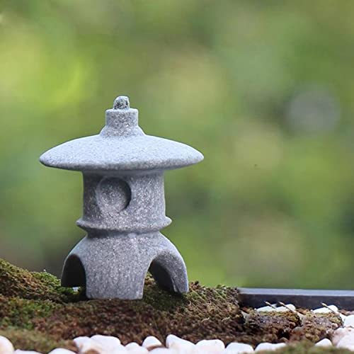 Owmell Mini Stone Pagoda Statue Garden Decor, Japanese Pagoda Lantern For Zen Garden Decor, Fish Aquarium Decoration, Micro Landscape Decor - Round 3.5 Inch #TOP3