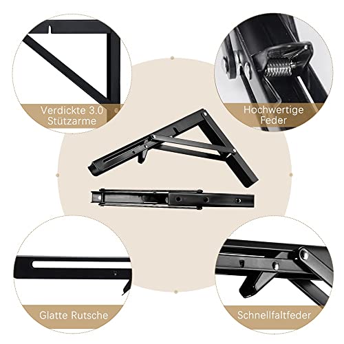 LYCXAMES Folding Console 500 mm, Pack of 2 Folding Console Heavy Duty ...