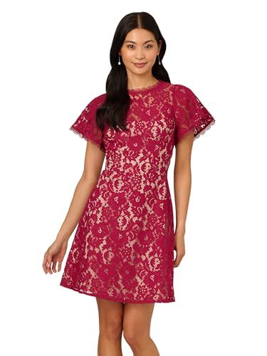 Adrianna Papell Women's Lace Flounce Short Dress