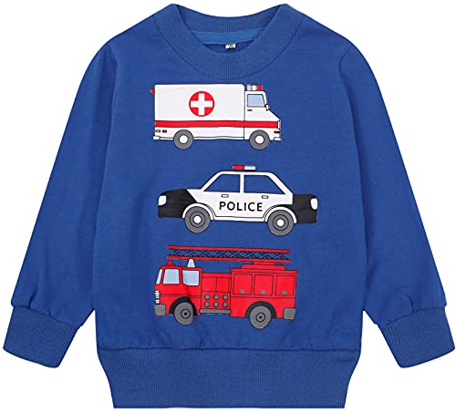 Image of Akyzic Toddler Boys Sweatshirts Cotton Crewneck Truck Shirt Dinosaur Long Sleeve Pullover Tops Tees 2-8T