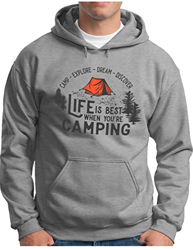 Sweat à capuche camping outdoor OM3 pull randonnée montagne gris taille L