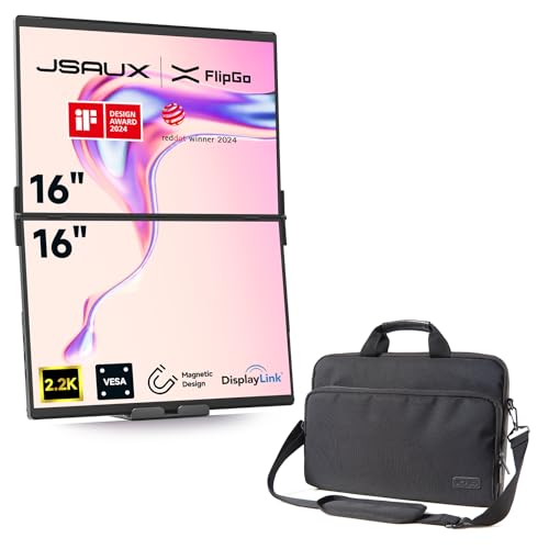 Image of JSAUX FlipGo Pro 16 inch Dual Portable Monitors FilpGo Extended Screen Laptop Bag