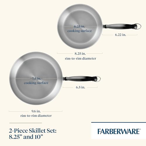 Image of Farberware Classic Series Stainless Steel Frying Pan Set, 8.25-Inch and 10-Inch Skillets
