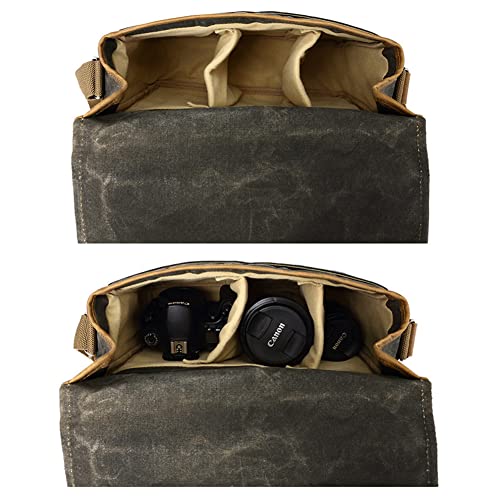 Camera Bag, Slr Dslr Waterproof Canvas Camera Case, Vintage Padded Shoulder Bag For Women And Men (Army Green) #TOP3