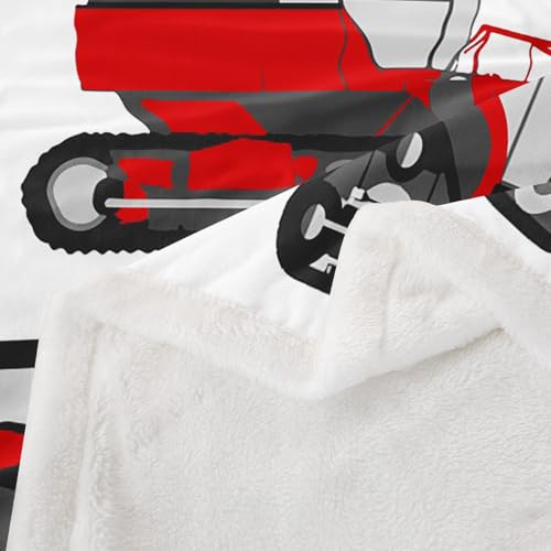 Image of Red Tractor Sherpa Blanket Heavy Equipment Fleece Throw Blanket Kids Boys Girls Harvester Tractor Plush Blanket Farm Equipment Fuzzy Blanket for Sofa Bed Couch,40x50 Inches