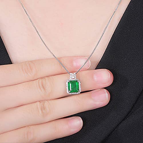 Pendentif géométrique émeraude en argent 925 collier fin femme