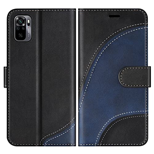 BoxTii Coque pour Xiaomi Redmi Note 10 4G / Redmi Note 10S, Portefeuille Etui en Cuir PU, Magnétique Protection Housse Coque pour Xiaomi Redmi Note 10 4G / Redmi Note 10S, Noir