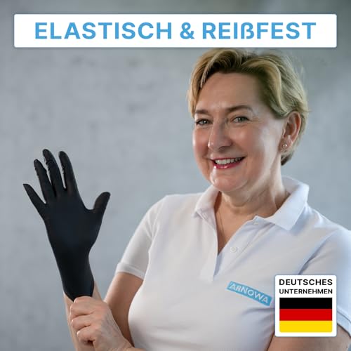 Foto von ARNOMED 100x Einweghandschuhe L, Latexhandschuhe Schwarz (1x100 Stk) Einweghandschuhe puderfrei, Handschuhe Latex Einweg, Putzhandschuhe, Latex Handschuhe, Einmal-/Einweg-Handschuhe XS, S, M, L & XL