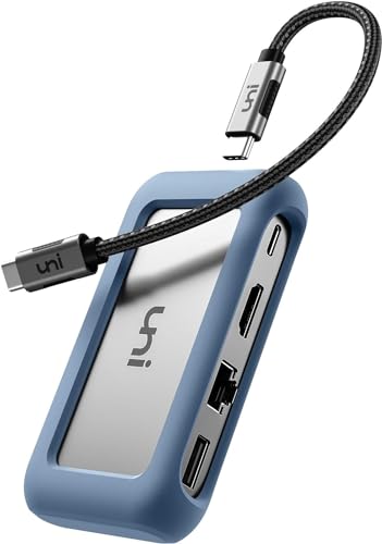 uni USB C Hub Multiport Adapter with Detachable Cable, 8-in-1 USB C Hub with 4K HDMI, 1Gbps...