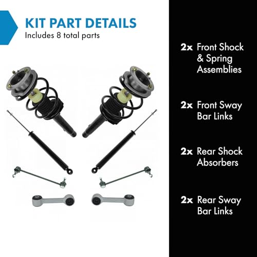 Image of TRQ Front and Rear Suspension Kit Complete Strut & Coil Spring Assembly Shock Absorber Sway Bar Stabilizer Link Compatible with 99-06 BMW