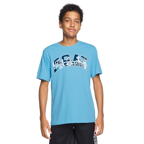 Image of Messi Boys' Lifestyle Short Sleeve T-Shirt, Slim-fit Graphic Tee, Cotton Blend Fabric