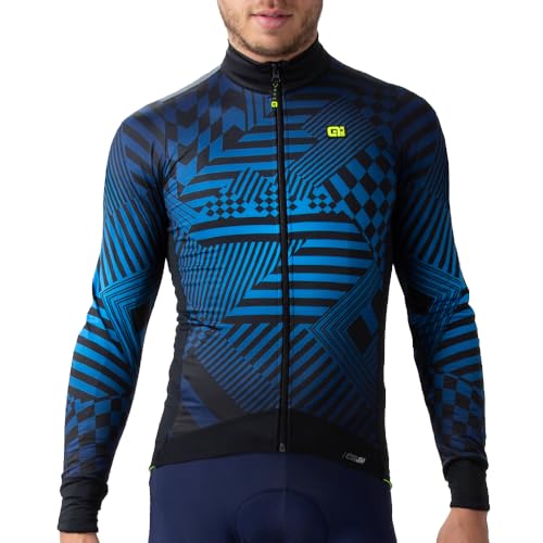Alé PR-S Checker - Camiseta de Manga Larga para Hombre, Azul, L