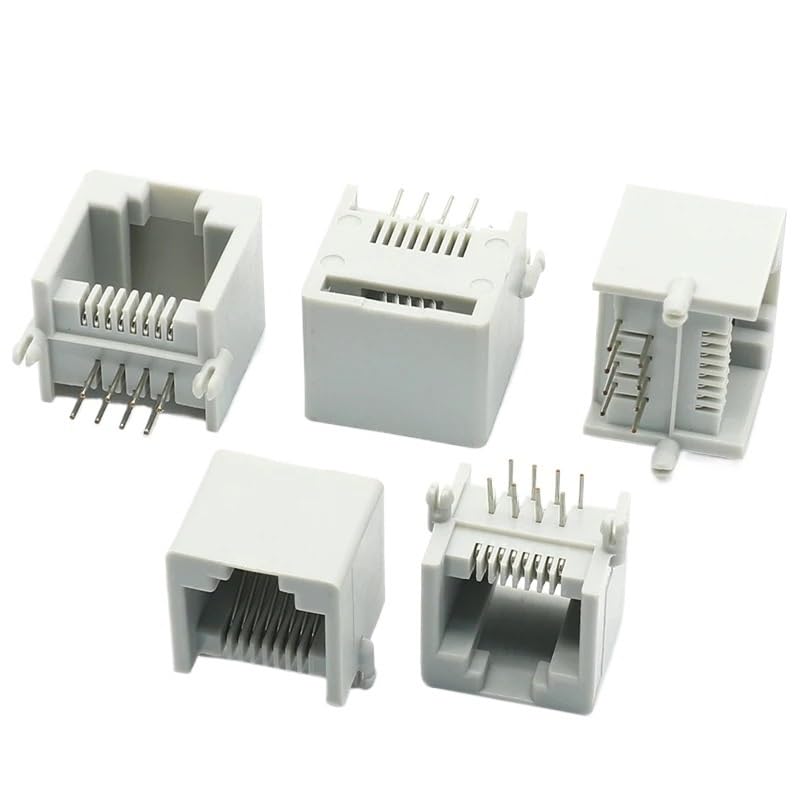 Conector RJ45 de red 8P8C hembra gris toma de teléfono de plástico terminal de datos
