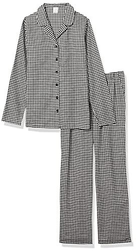 Image of Amazon Essentials Women's Flannel Long-Sleeve Button Front Shirt and Pant Pajama Set