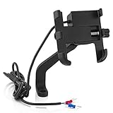 Die Halterung kann schnell an einem Lenker mit eine M6- oder M8-Schraube (nicht im Lieferumfang enthalten) an geeigneter Stelle angeschraubt werden. Oder einfach zwischen Lenker und Rückspiegel die Halterung installieren. Das Anschrauben der Halterung sorgt für einen sichereren Halt.