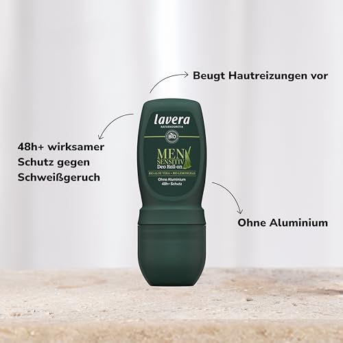 lavera Men sensitive Deo Roll-On - 48 h Schutz - ohne Aluminium - zuverlässig bei Sport - vegan - Naturkosmetik - 50 ml