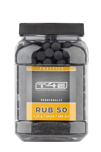 T4E Paintball Kugeln RUB 50, Munition Kaliber .50 1,23g 500 Stück, Rubberballs, schwarz