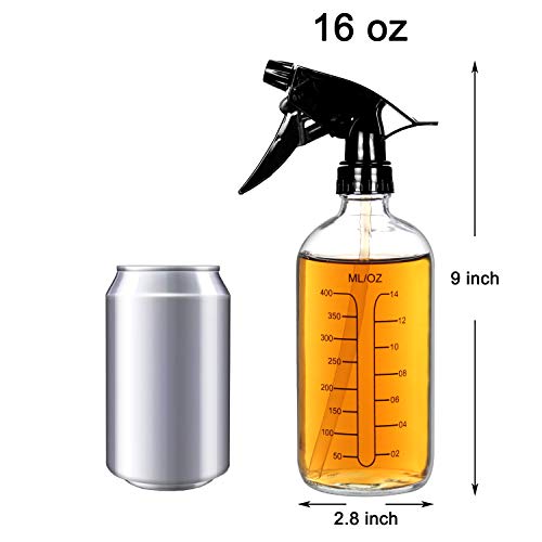 Youngever 4 Pack 16 Ounce Empty Glass Spray Bottles with Measurements, Spray Bottles for Hair and Cleaning Solutions (Clear)2