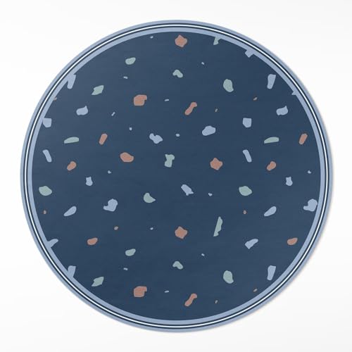 Tapis vinyle rond de sol cuisine résistant pvc imprimé pastel 150 cm - 2