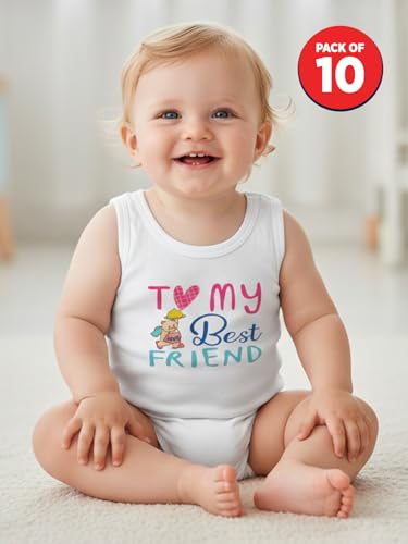 Image of LUX PARKER Unisex Baby Regular Fit Vest Cotton Sleeveless for Boys and Girls Sando Baniyan Combo | Print May Vary