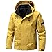 Mens Rain Jacket Waterproof Fashion Solid Color Long Sleeve Outdoor Jacket with Pocket Casual Zip Raincoat with Hood Yellow X-Large