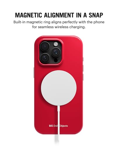 Image of DailyObjects Enamel Bumper MagSafe Case for iPhone 14 Pro Max Compatible with MagSafe Wireless Charging | Red Magnetic Back Cover