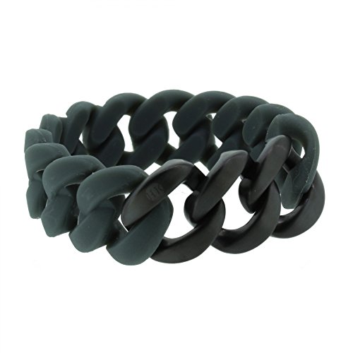 Hanse-Klunker Armband Damen ORIGINAL Silikon Dunkelgrau, Edelstahl Schwarz Matt Armreif Armkette Frauen Mädchen inkl. Schmuck-Geschenk-Box Cover