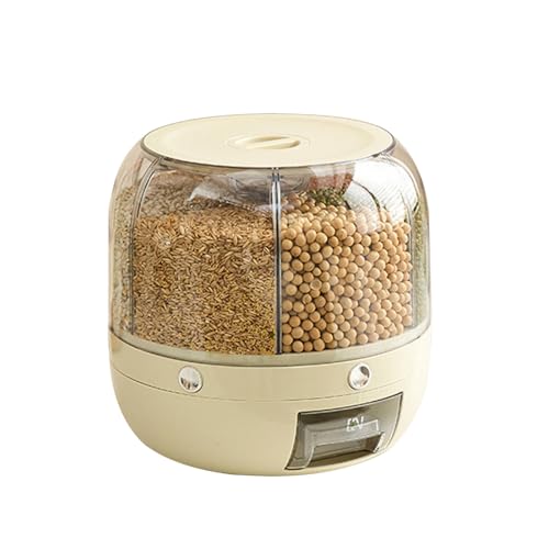 Dispensador de arroz giratorio que elimina el desorden de bolsas de granos en la cocina