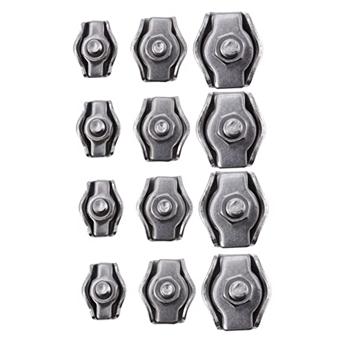 FELTECHELECTR 12pcs Chuck Wire Cable Clips Single Wires Splicer Wire Rope Clamps Electric Fences Splicer Cable Grips Clip Kits Single Bolt Wire Rope Wire Connector Cord Holder Stainless Steel