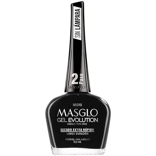 Miniatura 3 de MASGLO GEL EVOLUTION - Esmalte de uñas efecto gel, sin lámpara UVLed, duración hasta 12 días, 3 unidades, base, esmalte negro, brillo  Efecto Gel