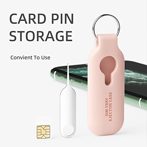 10 Pack SIM Card Tray Eject Pin Removal Tools Needles Opener-SIM Tray Ejector Case Protector with Detachable Keychain Charm,Suitable for All iPhone,Samsung and Other Smart Phones,Pink