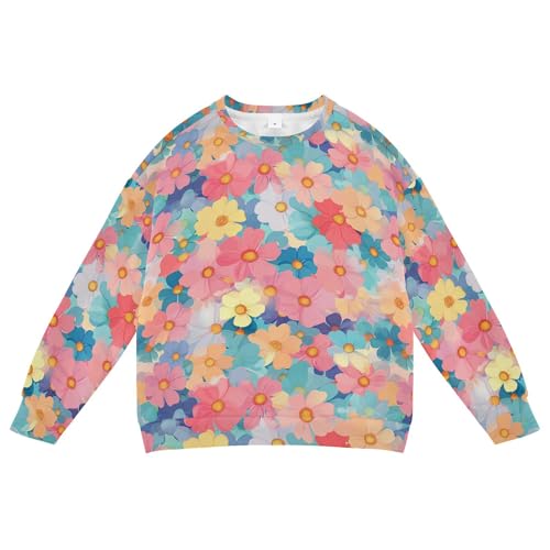 JUNZAN Beautiful Flowers Big Girls Sweatshirts Hoodies Crewneck Sweatshirts for Boys Athletic 4T