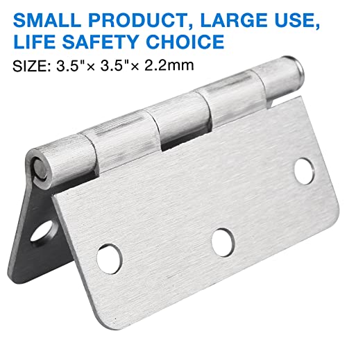24 Pack Nickel Door Hinges Brushed Nickel Hinges For Doors 3 1/2 Interior Door Hinges Satin Nickel 3.5"X3.5 Inch Hinges Rounded 1/4" Raidus Standard Residential Bedroom Door Hinge Sturdy Door Hardware #TOP1