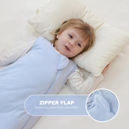 Image of Mosebears Unisex Rayon Made from Bamboo Sleep Sack with 2-Way Zipper,2.5 Tog Baby Winter Sleep Sack(Fog Blue,0-6 Months)