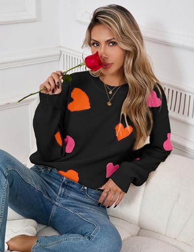 Image of Libsorge Womens Valentine Heart Sweater 2026 Valentines Day Trendy Cute Oversized Long Sleeve Pullover Sweaters
