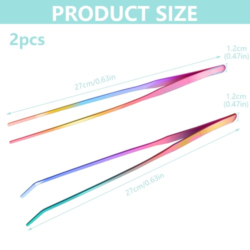 xuefenfei 2 Stück Pinzette Lange, Aquarium Gerade Pinzette Und Gebogene Spitze, 27cm Edelstahl Reptilien Futterpinzette, Pinzetten Set für Spinnen Schlangen Futterwerkzeug (Farbe)