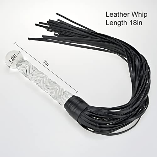 Romi Fetish Leather Whip With Glass Pleasure Wand With Ball Tip - Sex Toy For Sm Or Anal Sex/Masturbation #TOP4