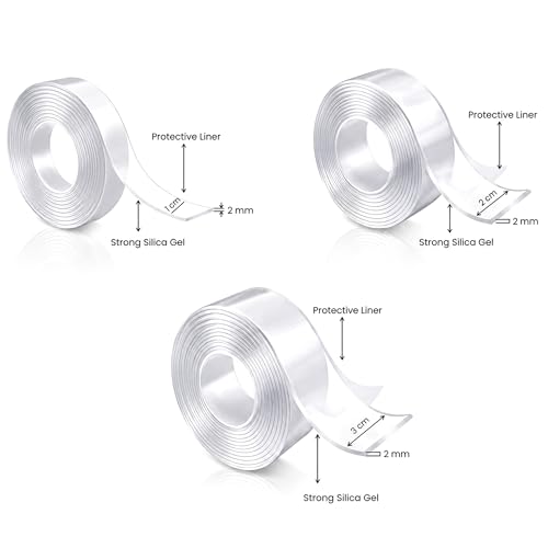 Image of PRIME PICK Double Sided Nano Tape, Transparent, 3m x 30mm, 1mm Thick, Strong Silica Gel, Residue Free, for Wall Mounting, Home, Office & DIY Use (3M+1cm /2cm /3cm Transparent)